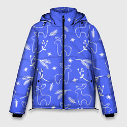Мужская зимняя куртка Синий рождественский принт с оленями