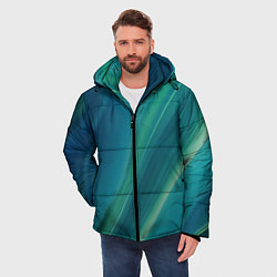 Куртка зимняя мужская Сине-зелёная жидкая текстура - нейросеть, цвет: 3D-черный — фото 2