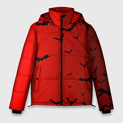 Мужская зимняя куртка Летучие мыши на красном фоне