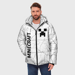 Куртка зимняя мужская Minecraft glitch на светлом фоне вертикально, цвет: 3D-черный — фото 2