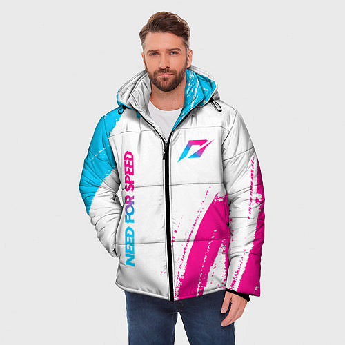 Мужская зимняя куртка Need for Speed neon gradient style вертикально / 3D-Черный – фото 3