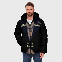 Куртка зимняя мужская Фрак тёмный с цепочками и брошью, цвет: 3D-светло-серый — фото 2