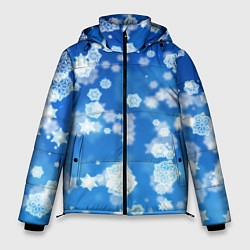 Мужская зимняя куртка Декоративные снежинки на синем