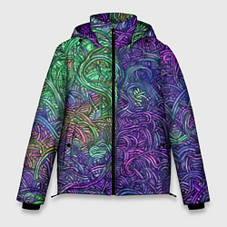 Мужская зимняя куртка Вьющийся узор фиолетовый и зелёный