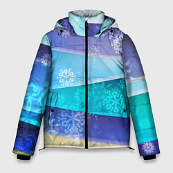Мужская зимняя куртка Абстрактный синий волнистый фон со снежинками