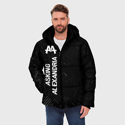 Куртка зимняя мужская Asking Alexandria glitch на темном фоне по-вертика, цвет: 3D-черный — фото 2