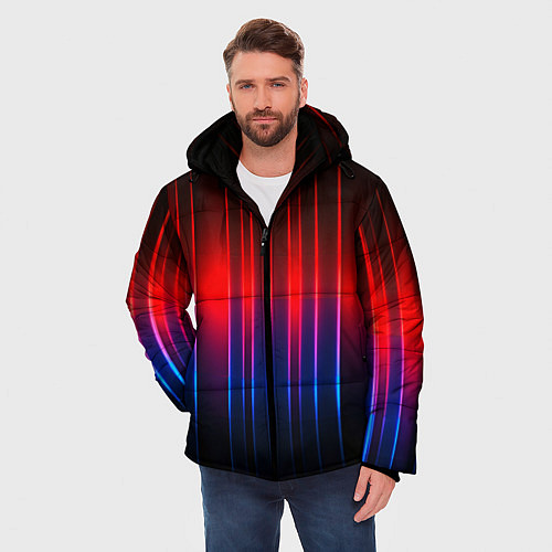 Мужская зимняя куртка Неоновый узор неоновая шкала / 3D-Черный – фото 3
