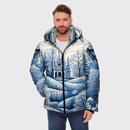 Мужская зимняя куртка Пушистые завитки / 3D-Черный – фото 3