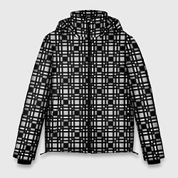 Мужская зимняя куртка Черно белый геометрический клетчатый узор