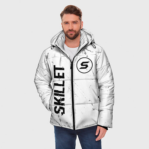 Мужская зимняя куртка Skillet glitch на светлом фоне вертикально / 3D-Черный – фото 3