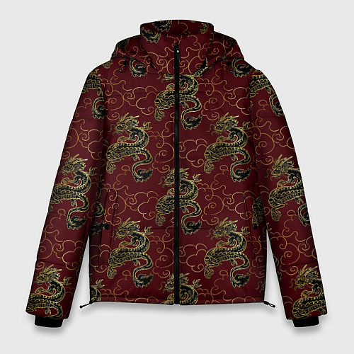 Мужская зимняя куртка Азиатский стиль дракона / 3D-Светло-серый – фото 1