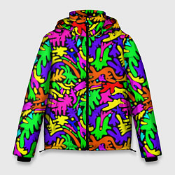 Куртка зимняя мужская Яркие цветные каракули, цвет: 3D-светло-серый