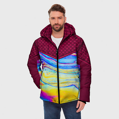 Мужская зимняя куртка Разводы мыльного пузырька / 3D-Черный – фото 3
