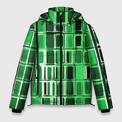 Куртка зимняя мужская Зелёные прямоугольники, цвет: 3D-черный