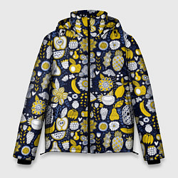Куртка зимняя мужская Фруктовые каракули, цвет: 3D-черный
