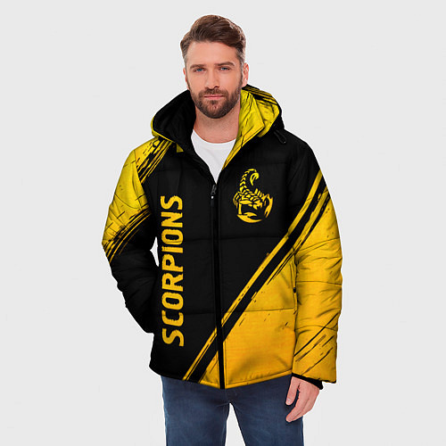 Мужская зимняя куртка Scorpions - gold gradient вертикально / 3D-Черный – фото 3