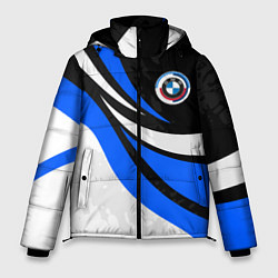 Куртка зимняя мужская BMW - синяя абстракция, цвет: 3D-красный