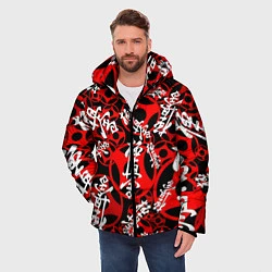 Куртка зимняя мужская Карате киокушинкай лого паттерн, цвет: 3D-черный — фото 2