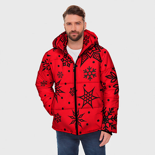 Мужская зимняя куртка Праздничный снег / 3D-Черный – фото 3