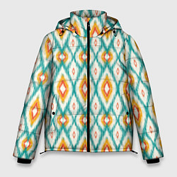 Куртка зимняя мужская Геометрический узор икат - орнамент народов узбеки, цвет: 3D-светло-серый