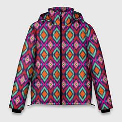 Куртка зимняя мужская Узор имитация ткань икат розового цвета, цвет: 3D-светло-серый
