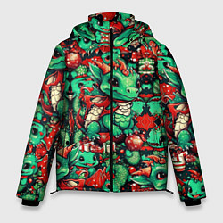 Куртка зимняя мужская Зелёный деревянный дракончик, цвет: 3D-черный