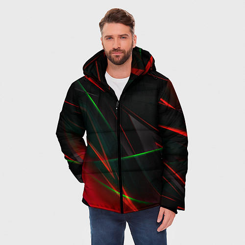 Мужская зимняя куртка Текстуры хрусталь / 3D-Черный – фото 3