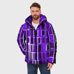 Куртка зимняя мужская Фиолетовые прямоугольники, цвет: 3D-светло-серый — фото 2