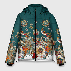 Мужская зимняя куртка Индийский орнамент с птицами