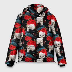 Куртка зимняя мужская Skull in roses, цвет: 3D-светло-серый