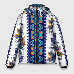 Куртка зимняя мужская Цветочный этнический орнамент, цвет: 3D-красный