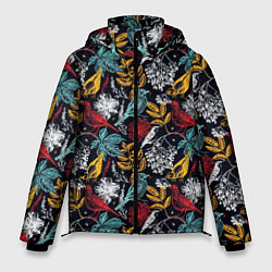 Мужская зимняя куртка Разноцветные лесные птицы