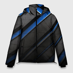 Куртка зимняя мужская Black blue lines, цвет: 3D-черный