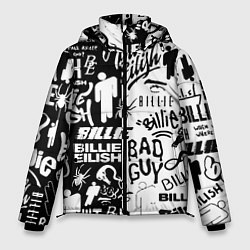 Мужская зимняя куртка Billie Eilish чернобелые битва лого