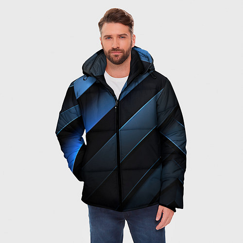 Мужская зимняя куртка Синий хаос / 3D-Светло-серый – фото 3