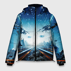 Куртка зимняя мужская Космическая абстракция, цвет: 3D-светло-серый