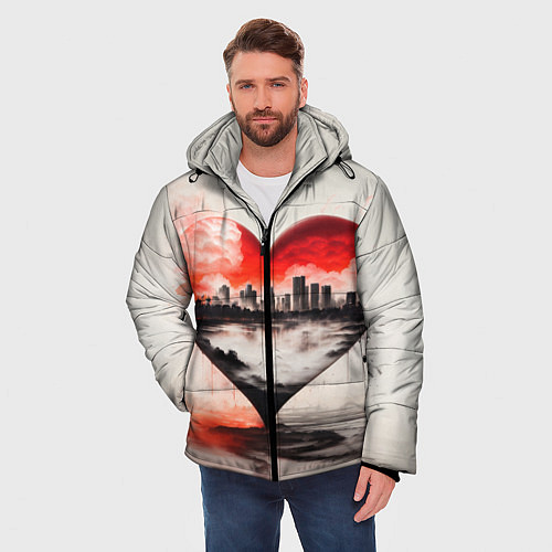 Мужская зимняя куртка Сердце города / 3D-Светло-серый – фото 3