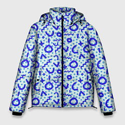 Куртка зимняя мужская Синие каракули, цвет: 3D-черный
