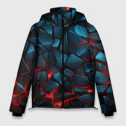 Куртка зимняя мужская Синие плиты с красным разломом, цвет: 3D-черный