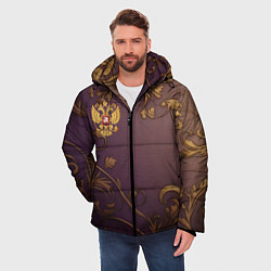 Куртка зимняя мужская Герб России золотой на фиолетовом фоне, цвет: 3D-светло-серый — фото 2