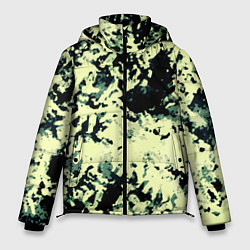 Мужская зимняя куртка Абстракция чёрный и бледно-зелёный