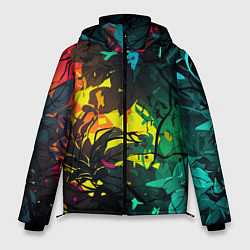 Куртка зимняя мужская Яркие разноцветные абстрактные листья, цвет: 3D-светло-серый