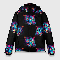 Куртка зимняя мужская Паттерн с леопардами, цвет: 3D-черный