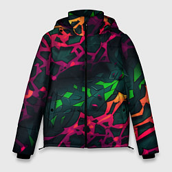 Куртка зимняя мужская Яркая абстракция в стиле камуфляжа, цвет: 3D-красный