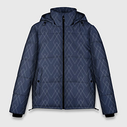 Куртка зимняя мужская Серо-синий геометричные линии, цвет: 3D-светло-серый