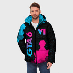 Куртка зимняя мужская GTA 6 - neon gradient вертикально, цвет: 3D-черный — фото 2