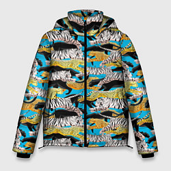 Куртка зимняя мужская Прыжок диких кошек, цвет: 3D-черный