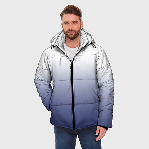 Мужская зимняя куртка Туманный градиент бело-синий / 3D-Светло-серый – фото 3