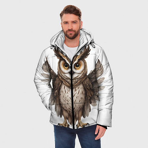 Мужская зимняя куртка Совушка с крыльями / 3D-Светло-серый – фото 3