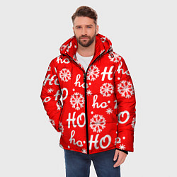 Куртка зимняя мужская Падающие снежинки, цвет: 3D-красный — фото 2